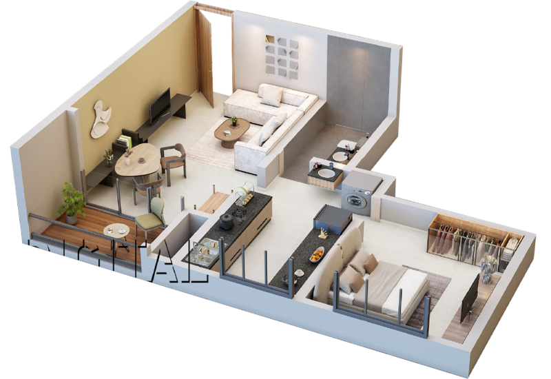Typical 1 BHK Cut Section
